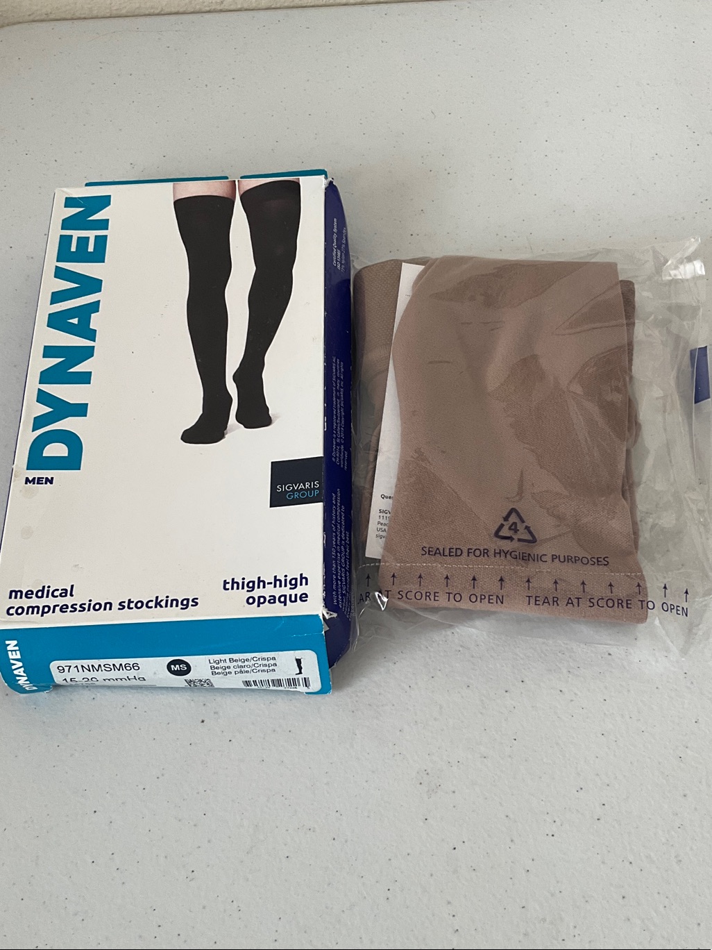 Dynaven Mens Medical Compression Stockings Light Beige